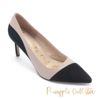 Pineapple Outfitter-PALEY 拼接撞色尖頭高跟鞋-粉藕色