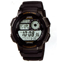 CASIO 世界之城電子數位膠帶錶(AE-1000W-1A)-黑框/43.7mm