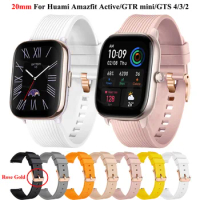 20mm Smart Watchband For Amazfit Active GTR Mini Silicone Wrist Strap For Xiaomi Huami Amazfit GTS 4 MIni Bip U/S 3 pro Bracelet