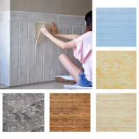 10pcs 3D Imitation Wood Wall Stickers Luxury Living Room Upholstered Walled Wood Wainscoting Ceiling Self-adhesive Wallpaper