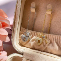 Kissmebythesun - Secret Love Necklace | สร้อยคอชาร์มแม่กุญแจ & ตัวล็อคหัวใจ ชุบทองคำขาว 14k