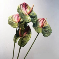 1Pcs Artificial Plants 57cm Real Touch Anthurium Fake Flowers Simulation Anthurium Artificial Flowers Wedding Home Decor