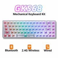 GKS68 Bluetooth 2.4G Wireless Customized Mechanical Keyboard Kit 60% hot-swappable RGB Backlit PCB DIY 3 Mode