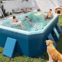 【DaoDi】泳池 免充氣折疊游泳池2.1米(附豪華戲水組 兒童戲水池 摺疊泳池 家庭水池 儲水桶)