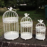 Iron Metal Bird Cage White Bird Cage Decoration Hanging Flower Pot Succulent Wedding Candle Holder Jewelry