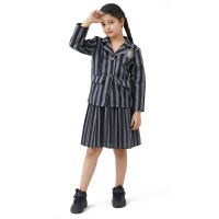 ชุดคอสเพลย์ครอบครัว Addams ชุดเดรสพิมพ์ลาย Wednesday Addams