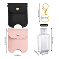 60ML Portable Squeeze Bottle Hand Sanitizer Spray Bottle Key Buckle Leather Cover Spray Head Reusable Hand Washing Storage