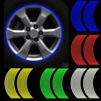 16Pcs/set 18inch Strips Motorcycle Car Rim Stripe Wheel Decal Tape Sticker Lots Reflective Material Road Safety Reflect Tape