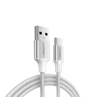 【綠聯】USB A to Type-C 充電線 Aluminum BRAID版 Silver 0.25公尺