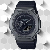 【CASIO 卡西歐】G-SHOCK 時尚經典八角型 農家橡樹金屬錶殼雙顯錶-黑(GM-2100BB-1A 防水200米)