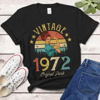 Vintage 1972 T-Shirt Made in 50th birthday years old Gift for Girl Wife Mom 50th birthday Retro Classic cotton Short Sleeve top