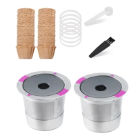 Reusable K Cups For Keurig, 2 Stainless Steel Coffee Pods For Keurig 1.0 Coffee Maker,6 Silicone Rings And Paper Filters