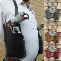Steampunk Double Nerf Gun Shoulder Holster Leather Holder Underarm Pouch Rig Concealed Carry Cosplay Gunfighter Pistol Bag
