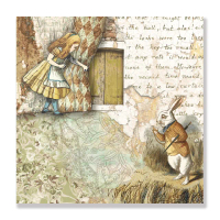 【24mama 掛畫】單聯式 油畫布 愛麗絲 故事 動物 兔子 貓咪 無框畫-60x60cm(夢遊仙境02-04)