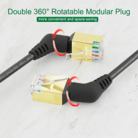 Patchtek Cat6A Cable Slim Rj45 360 Rotation 0.15m-5m 90 Degree Ethernet Slim Patch Cord Lan10G for PC PS5 Router RJ45 Cable
