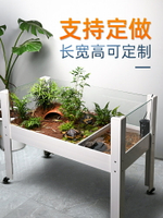 公司貨 免運可開票 黃緣龜飼養箱定制半水龜超大玻璃烏龜水陸造景生態專用缸尺寸定做 快速出貨