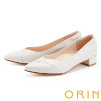 【ORIN】小V口尖頭羊皮低跟鞋(白色)