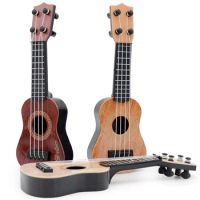 Mini 4 Strings Classical Ukulele Guitar Toy Simulation Kids Children Beginner Music Enlightenment Small Guitar for Entertainment
