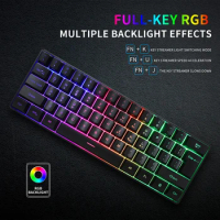 Mini Keyboard Game 61 Keys Wireless keyboard Bluetooth 2.4Ghz Dual Mode Membrane Keyboards RGB Gaming Keyboard gk61