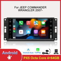 1 Din Android 10 Car Multimedia Radio Screen for Jeep Compass Commander Grand Cherokee Wrangler 2007 Car Stereo GPS Navigation
