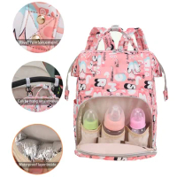 Multifunctional bottle insulation backpack, mommy bag, diaper storage bag, travel waterproof, large capacity mother and baby
