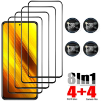 8-in-1, Tempered Glass + Camera Film for Poco X3 X4 X5 Pro Glass Pocophone X3 NFC Xiaomi Poco X4 GT Screen Protector Poco X5 Pro