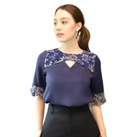 เสื้อเบลาส์ VE-B810 IGPU22-4 ชีราเม้นท์ แขนสั้น กรมท่า