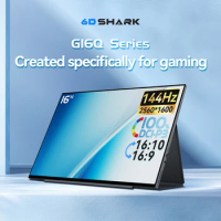 6D SHARK Portable Monitor G16Q series 16" 2K144HZ 16:10/16:9 Switchable IPS For Work Gaming XBOX PS4 PS5