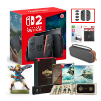 Nintendo 任天堂 Switch 2 主機 (NS2台灣公司貨)+王國之淚限定版+林克amiibo+保護貼+收納包+主機支架+矽膠套【預購】
