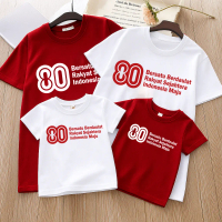 Logo Resmi - Kaos 17 Agustus HUT RI ke 80 Indonesia merdeka - Kaos Kemerdekaan - 100% Cotton - Anak 