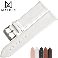 MAIKES New design watchband watch accessories white watch strap 12-24mm thin cow leather watch band women watch bracelet for DW