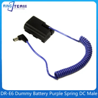 Full Solution Dummy Battery DR-E6 Purple Spring DC Male Head Suitable for Canon EOS 7D 7D2 60D 60Da 70D