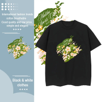 [COD] เสื้อยืดผ้าน้ำนม 180g ลายดอกไม้ Malibu Sports Club สไตล์สตรีท ทุกเพศ ไซส์ S-3XL ทนรอยเปื้อน ระ