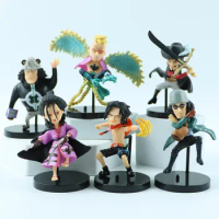 6Pcs/set One Piece 3 Generations Anime Figure Ace Dracule Mihawk Marco Kuzan Bartholemew Kuma Pvc Action Model Kids Toys Gift