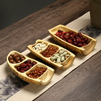 竹制品竹根干果盤日式糖果盒創意桌面零食收納盒分格茶點盤堅果盒