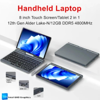 AKPAD Gaming Mini Laptop Intel Alder Lake N100 4 Core 8 Inch Touch Screen 12G DDR5 Windows 11 Notebook Tablet PC 2 in 1 WiFi6