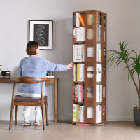 可開發票 置物架 旋轉書架360度落地創意簡約學生書柜省空間小置物架客廳臥室