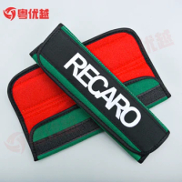 2pcs JDM RECARO Cotton Seat Belt Cover Soft Harness Pads Shoulder Pad Red/Black