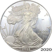 United States America 2020 In God We Trust 1 OZ Fine Silver Bullion Eagles One Dollar Silver Plated Copy Commemorative Coin