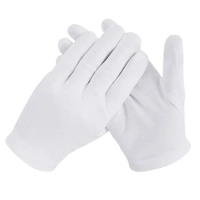 8PCS= 4Pairs White Cotton Gloves Soft Thin Coin Jewelry Inspection Work Nitrile Exam