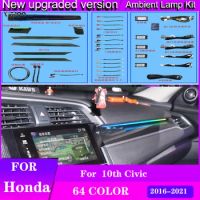 Car Ambient light For Honda Civic Ambient Light 2016-2020 Carbon Fiber Trim strip 3D Dynamic Flow Ambient Lamp Screen control
