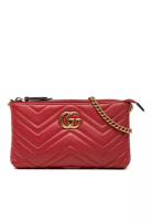 Gucci 二手 Gucci Mini GG Marmont Matelasse 皮革鏈條錢包