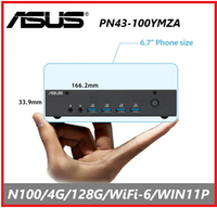 【2025.2 商用迷你新選擇】ASUS 華碩 PN43-100YMZA 四核Win11專業版迷你電腦  N100/4G/128G M.2 SSD/VESA/Win11Pro /3Y