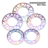 Electroplating Colored Alloy Fold Bicycle Chain Plate 46T 48T 50T 52T 54T 56T 58T Aluminum Folding Bike Chainring 130mm BCD