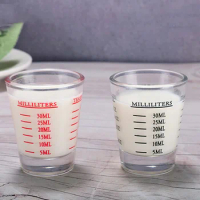 Measuring Cups with Scale Glass for Kitchen, Small Measuring Cups for Cocktail, Ounce, Round Espresso, Bar Drinker, Milk Tea Too