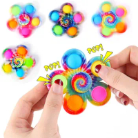 Simple Dimple Fidget Spinner Toys Early Education Fidget Toys Tie-Dye Popper Pop Bubble Spinner Set For Child Fidgets Antiestres