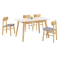 文創集 瓦維爾4尺岩板實木餐桌布餐椅組合(一桌四椅組合)-120x80x75cm免組