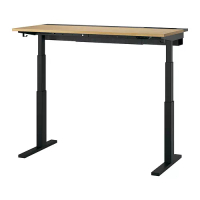 MITTZON 升降式工作桌, 電動 實木貼皮, 橡木/黑色