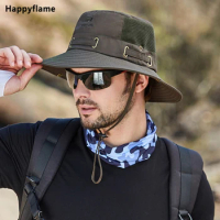 Men's Cap Breathable Mesh Solid Color Bucket Hat Boonie Hat Fishing Cap Camping &amp; Hiking Anti-UV Sun Hat Wide Brim Fisherman Hat