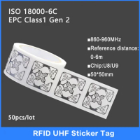 50PCS UHF RFID Wet Inlay Tag 18000-6C 860-960MHz RFID UHF Sticker Label NXP U8/U9 Chip Electronic label 915 MHz High Quality